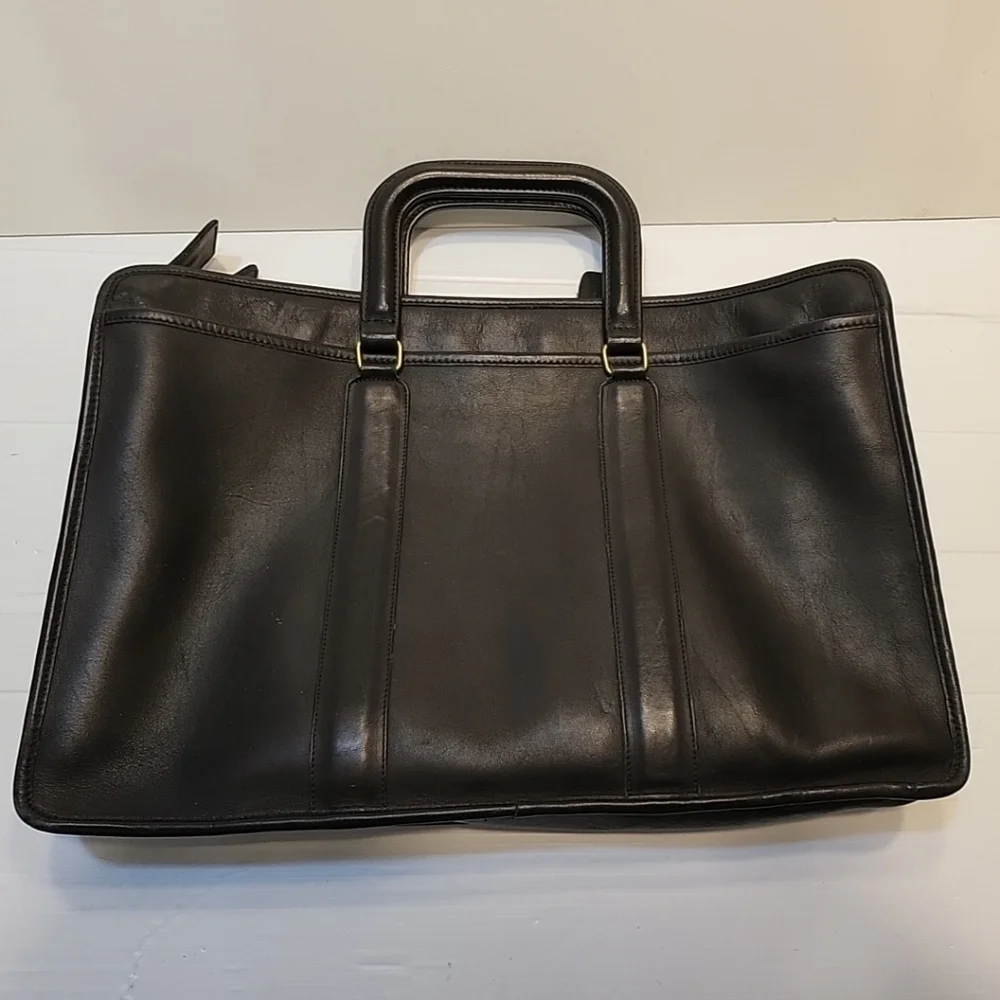 Coach Embassy Briefcase Portfolio Laptop Bag Black Leather 076-8031